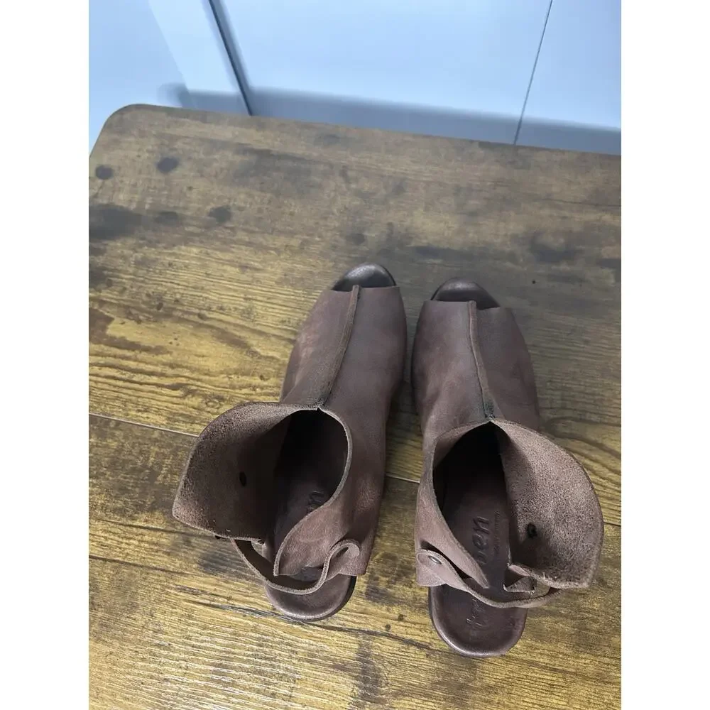 TRIPPEN Mandarin Wedge Womens Sandal EU 38/US 7.5 Chocolate Leather Designer